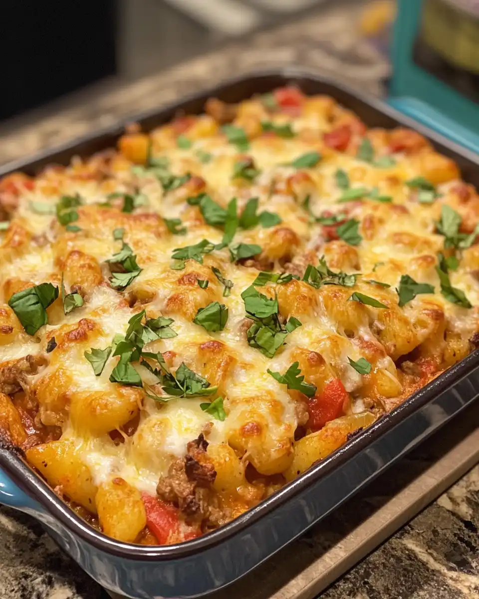 Ingredients for taco gnocchi pressure cooker recipe with beef, cheese, tomatoes, and broth