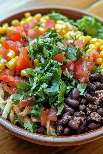 Black Bean Taco Salad taken with iphone 15 pro max --iw 2 --ar 4:5 --v 6.1 --raw