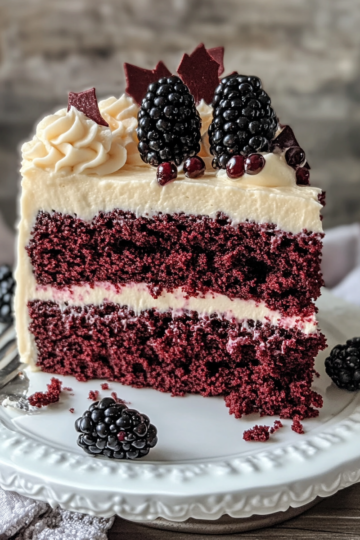 blackberry velvet cake taken with iphone 15 pro max --iw 2 --ar 4:5 --v 6.1 --raw