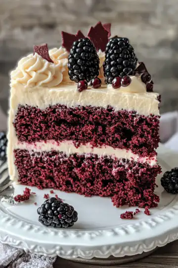 blackberry velvet cake taken with iphone 15 pro max --iw 2 --ar 4:5 --v 6.1 --raw