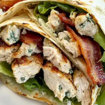 Blue Cheese Chicken Wraps With Bacon taken with iphone 15 pro max --iw 2 --ar 4:5 --v 6.1 --raw