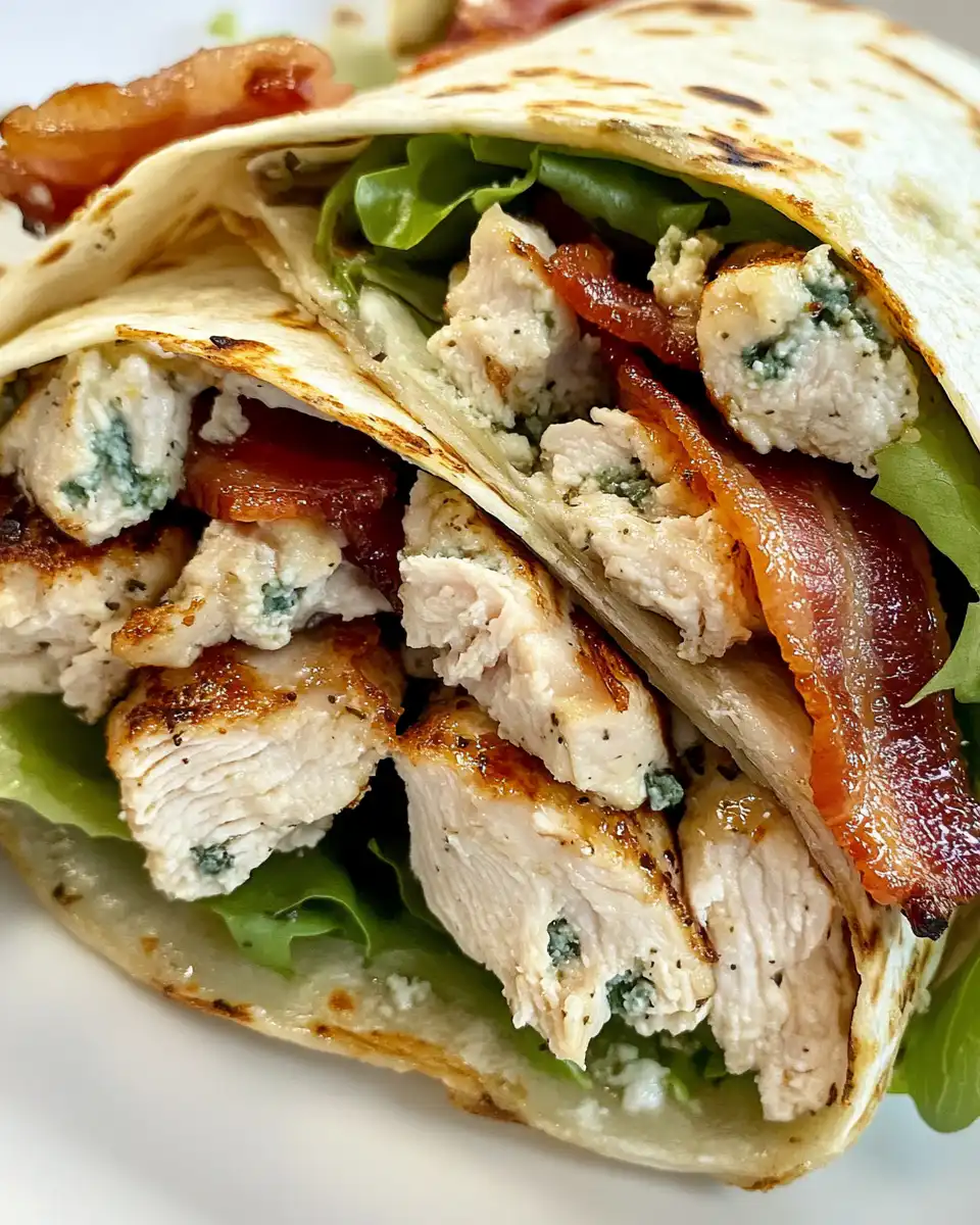 Blue cheese chicken wraps with bacon fresh and ready to eat