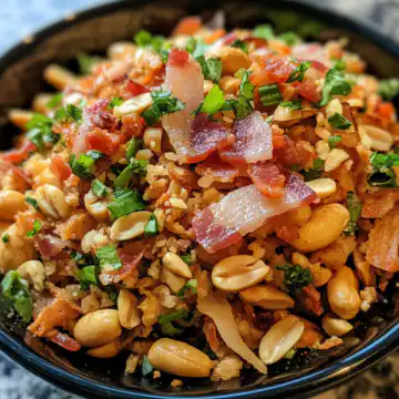Boiled Peanut Salad With Bacon Dressing taken with iphone 15 pro max --iw 2 --ar 4:5 --v 6.1 --raw