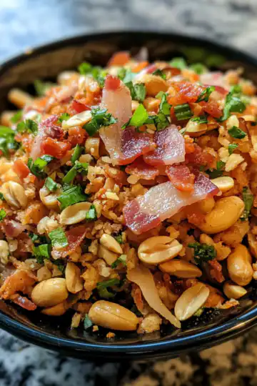 Boiled Peanut Salad With Bacon Dressing taken with iphone 15 pro max --iw 2 --ar 4:5 --v 6.1 --raw