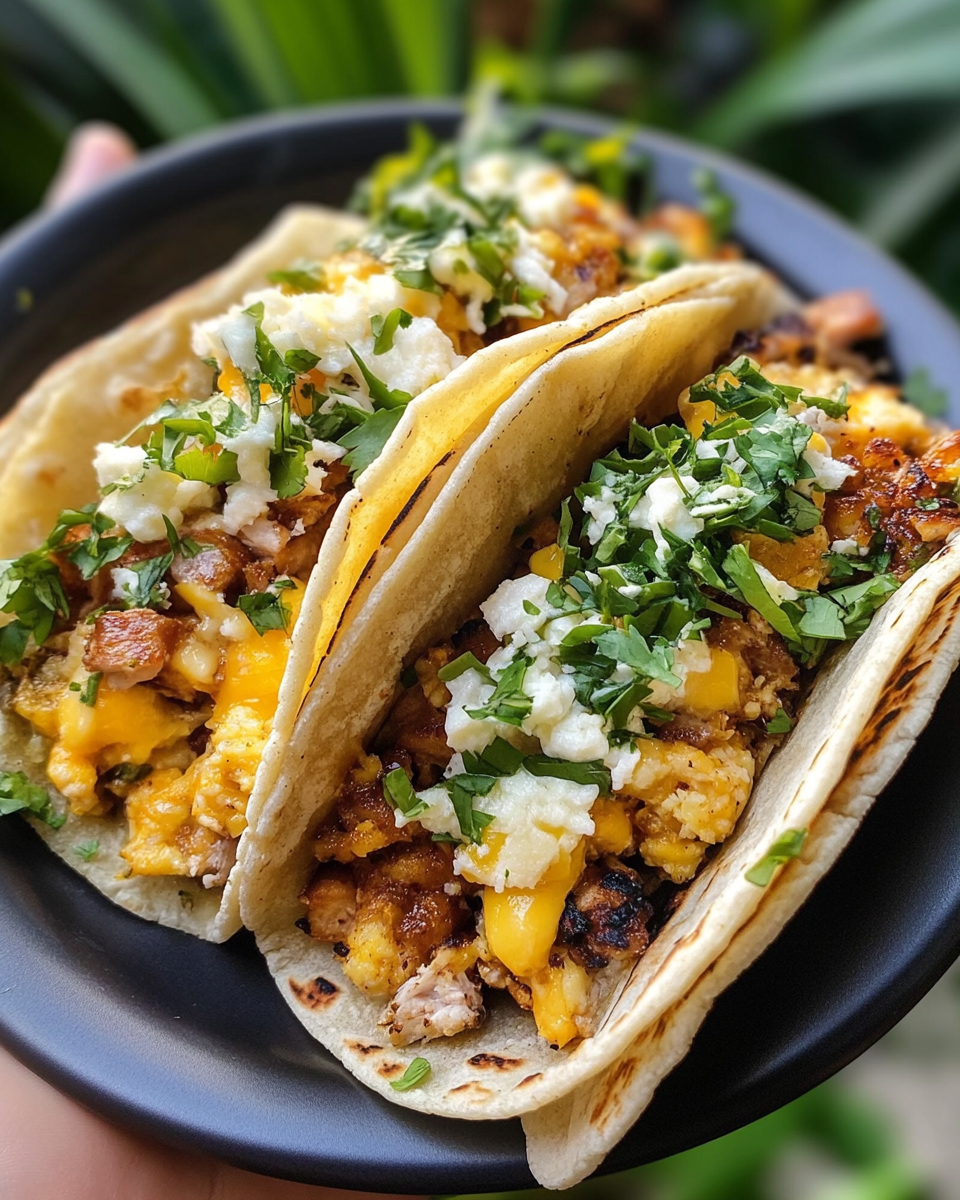 Ingredients for pressure cooker breakfast tacos prepared on a countertop