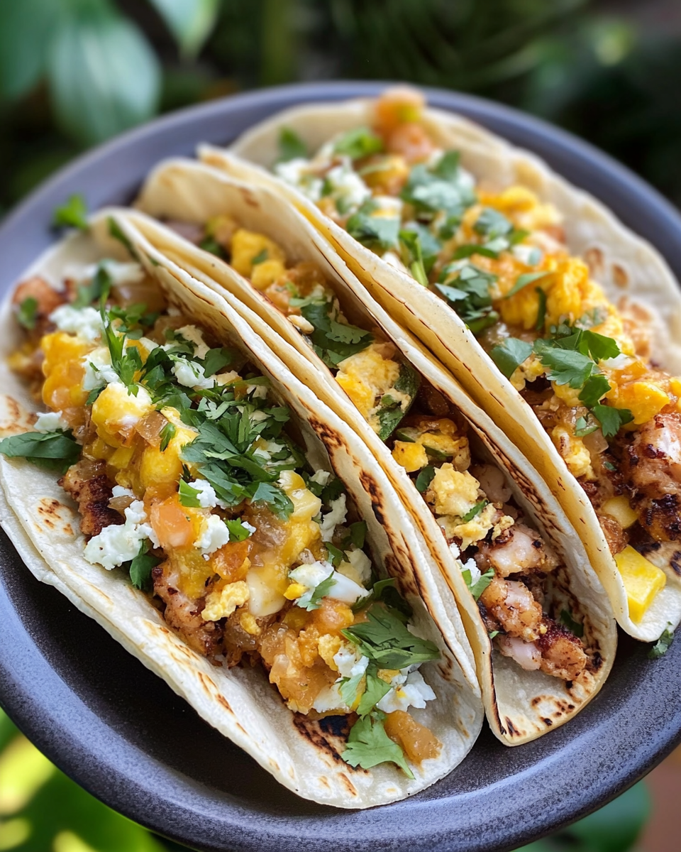 Pressure cooker breakfast tacos ready to eat