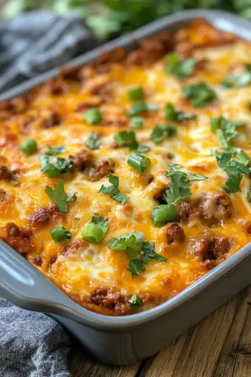 Bubble Up Taco Casserole taken with iphone 15 pro max --iw 2 --ar 4:5 --v 6.1 --raw