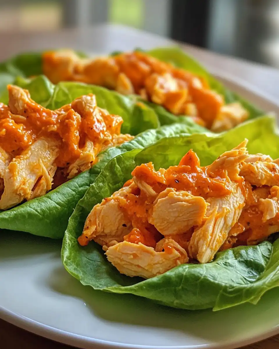 Juicy buffalo chicken lettuce wrap ready to serve