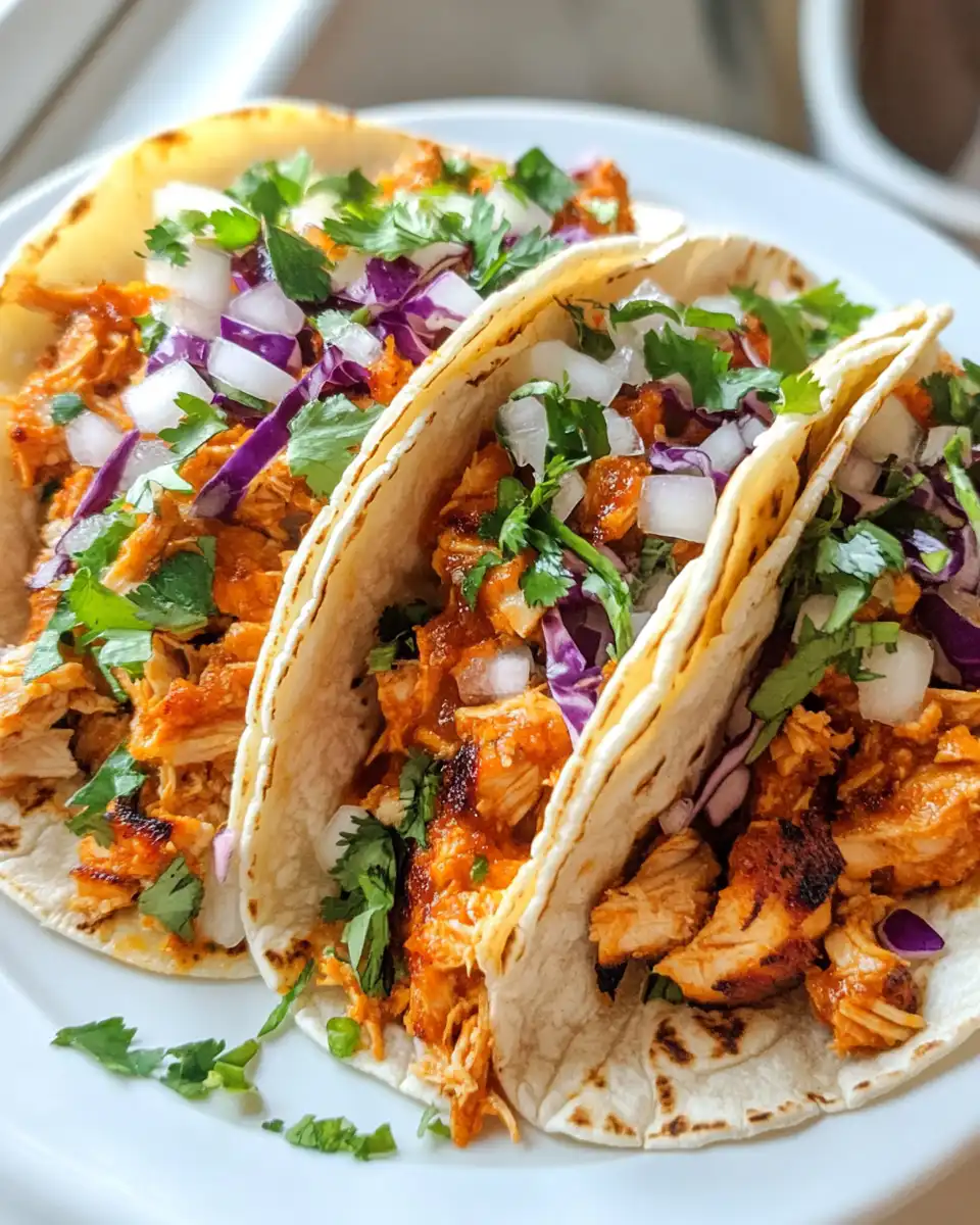 Ingredients and cooking process for Buffalo chicken tacos