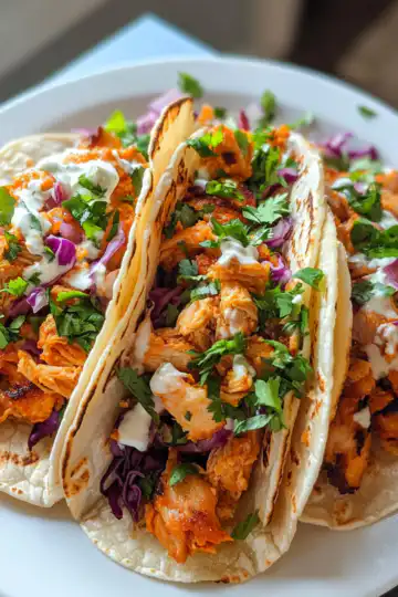 Buffalo Chicken Smashed Tacos taken with iphone 15 pro max --iw 2 --ar 4:5 --v 6.1 --raw