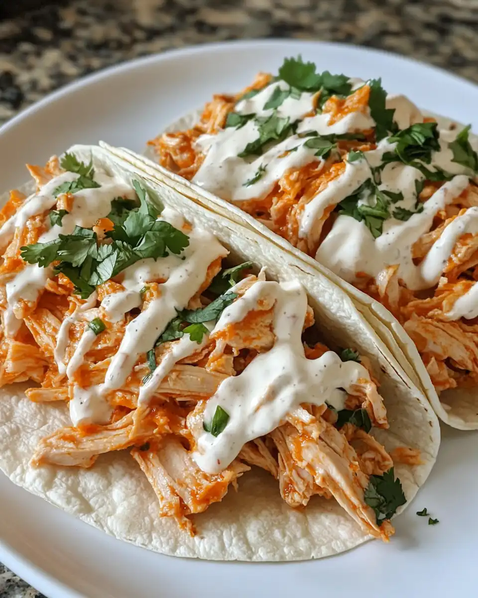 Ingredients ready for buffalo chicken tacos including corn, chicken, and toppings