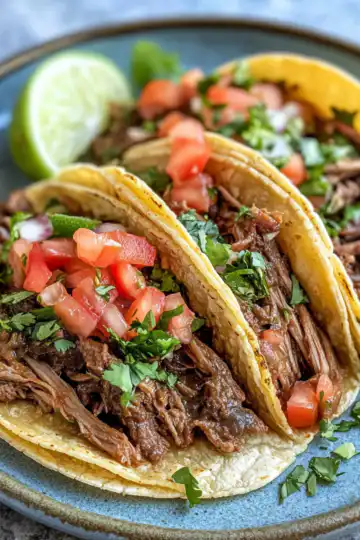 Carne Asada Crockpot Tacos taken with iphone 15 pro max --iw 2 --ar 4:5 --v 6.1 --raw