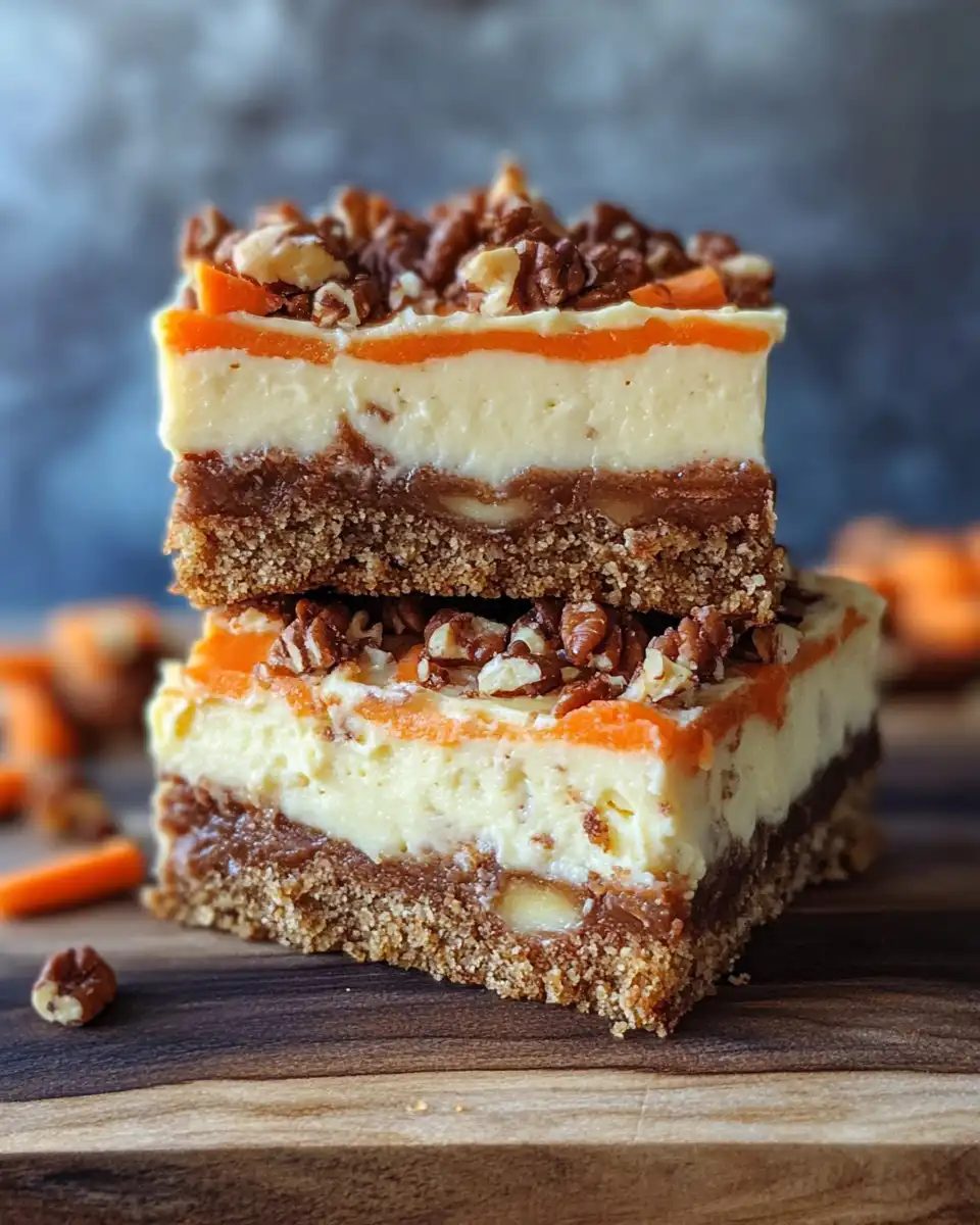 Finished carrot cake cream cheese bars sliced and ready to serve