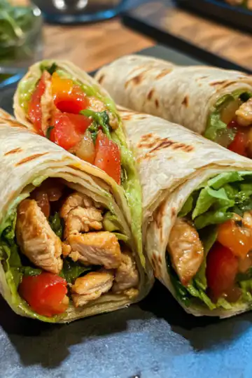 Cashew Chicken Wraps taken with iphone 15 pro max --iw 2 --ar 4:5 --v 6.1 --raw