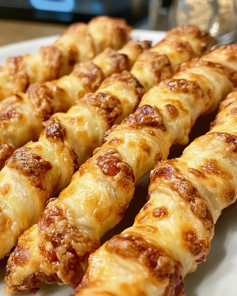 Ingredients for cheesy bacon twists including cheese, bacon, and pastry strips