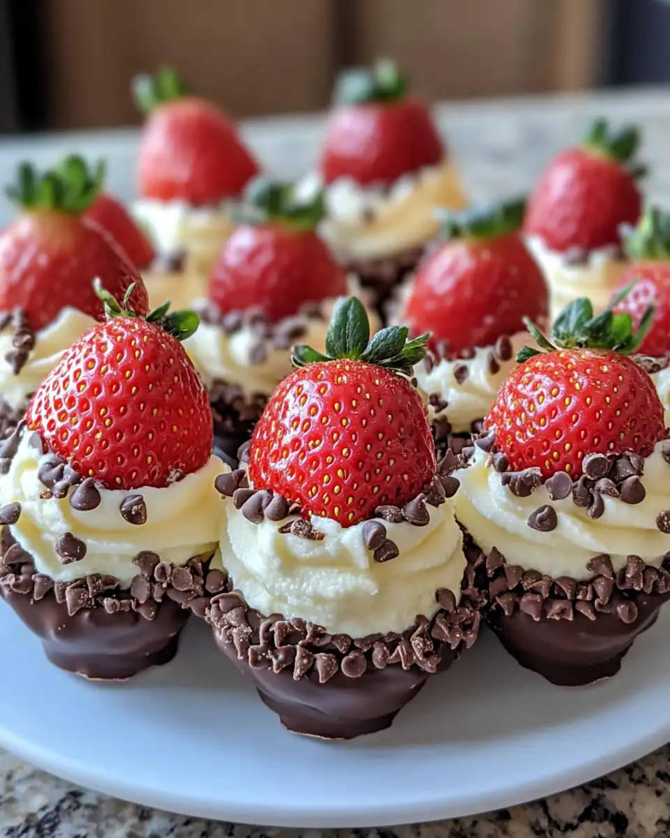 Cheesecake stuffed strawberries with chocolate fresh in pressure cooker