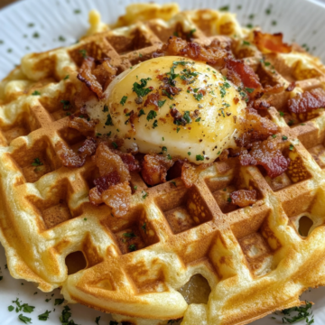 Cheesy Bacon Hashbrown Waffles taken with iphone 15 pro max --iw 2 --ar 4:5 --v 6.1 --raw