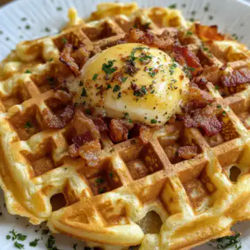 Cheesy Bacon Hashbrown Waffles taken with iphone 15 pro max --iw 2 --ar 4:5 --v 6.1 --raw