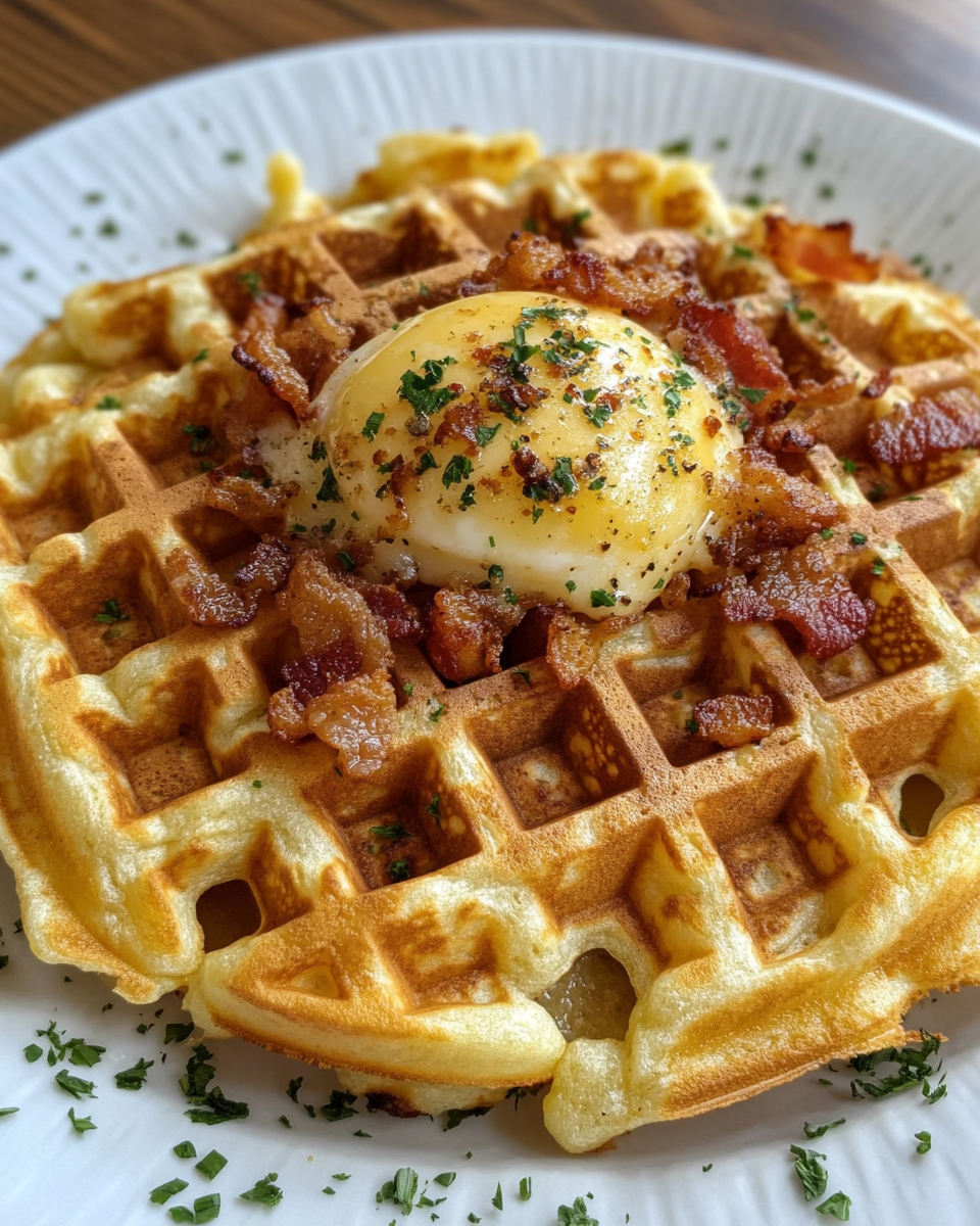 Cheesy bacon hashbrown waffles fresh from the pressure cooker