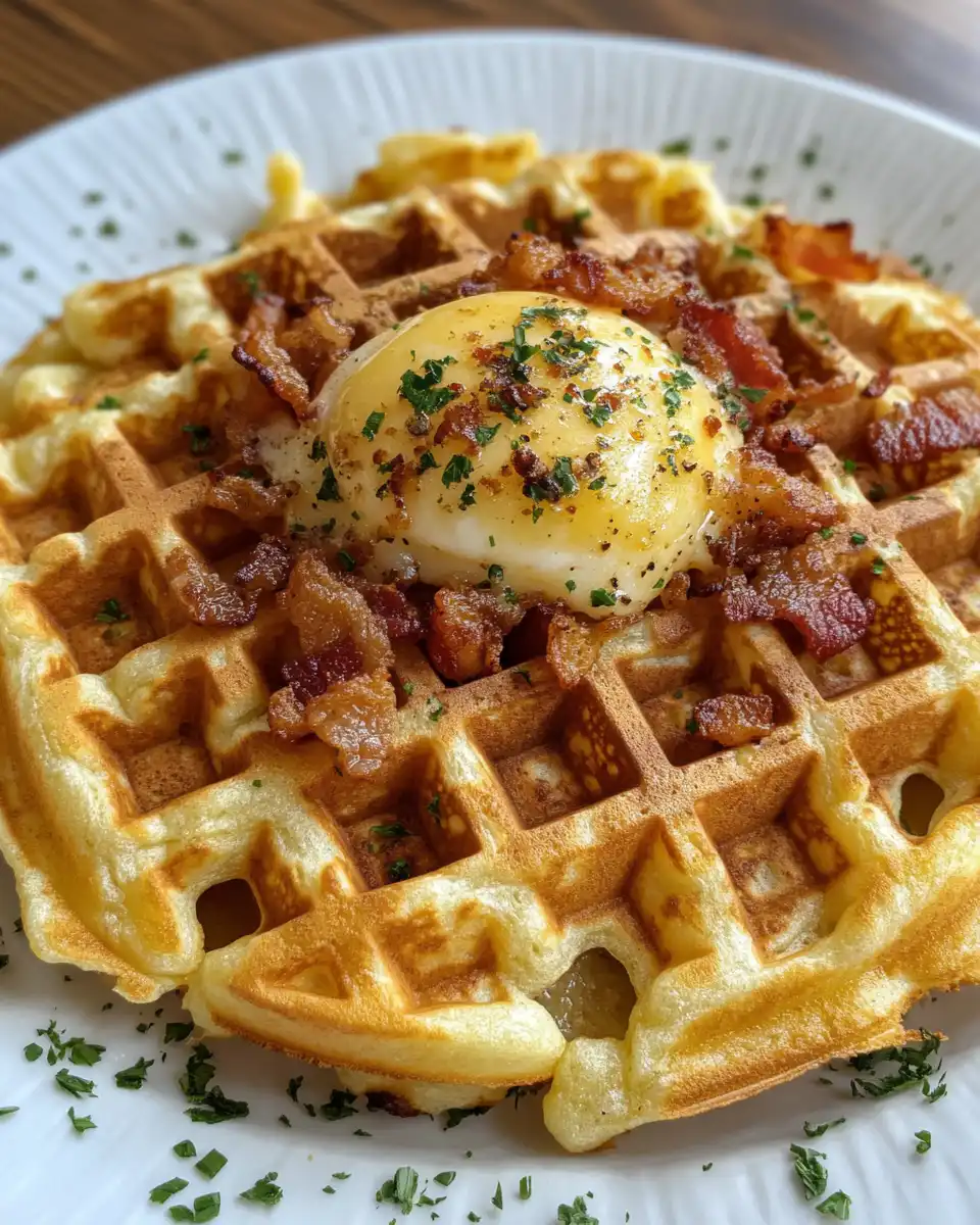 Cheesy bacon hashbrown waffles fresh from the pressure cooker