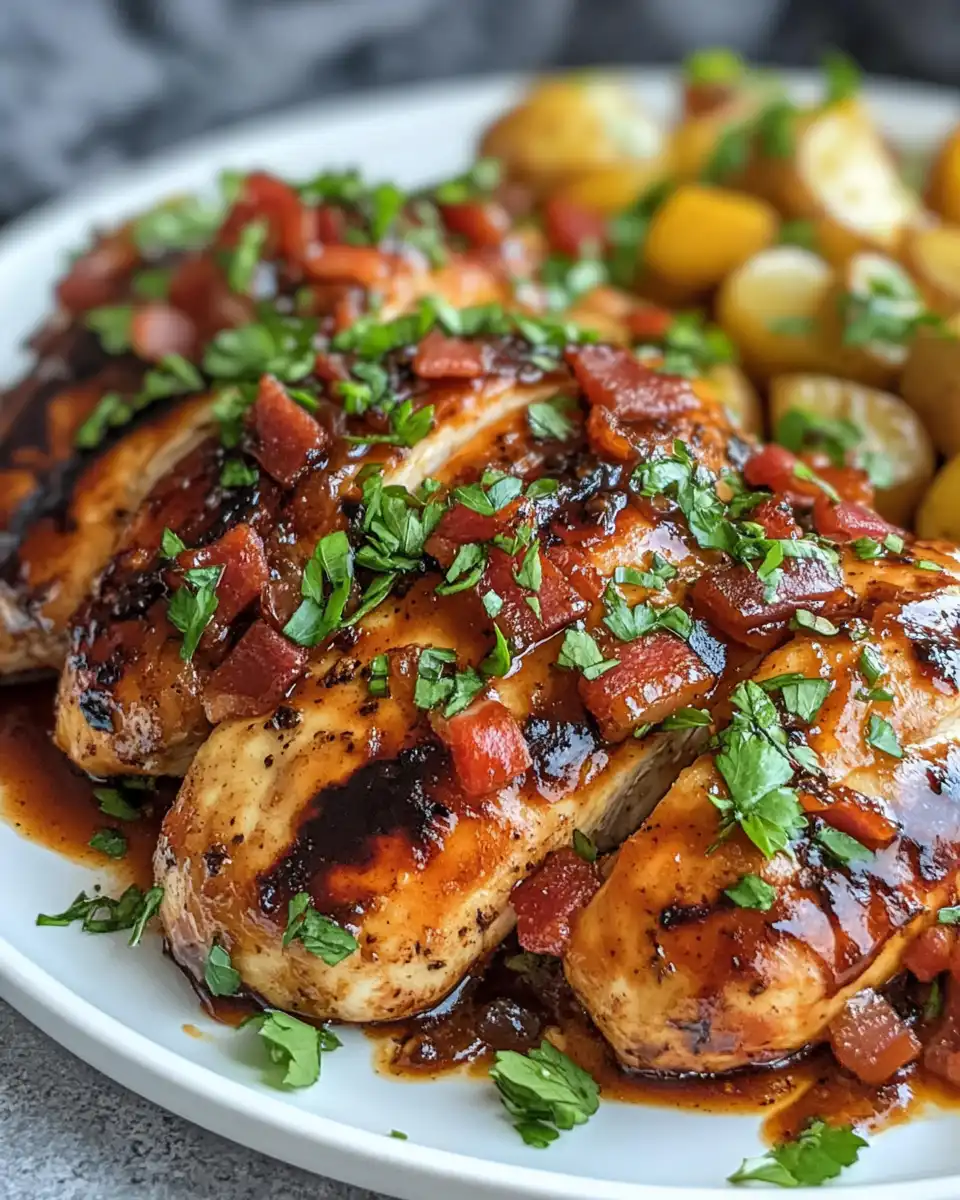 Ingredients laid out for cheesy BBQ chicken with potatoes including seasonings and cheese