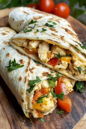 Cheesy Chicken Garlic Wraps taken with iphone 15 pro max --iw 2 --ar 4:5 --v 6.1 --raw
