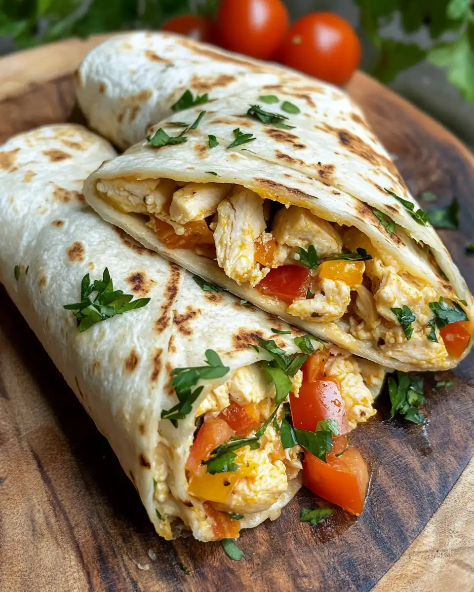 Buttery seasoned chicken and cheese filling for garlic wraps