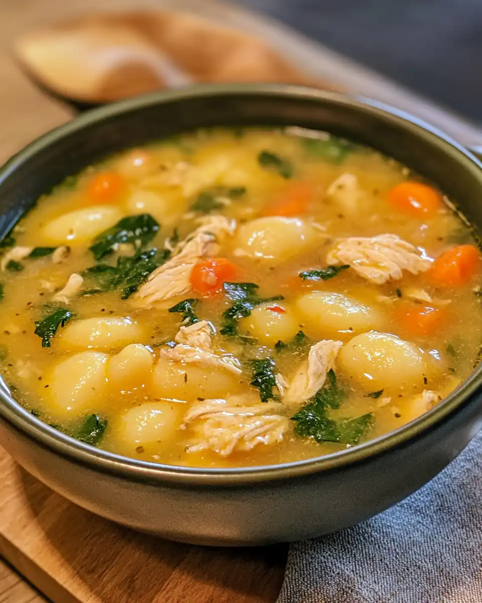 Ingredients for Chicken Gnocchi Soup including butter, garlic, chicken, and spinach