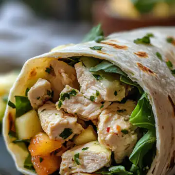Chicken Apple Salad Wraps taken with iphone 15 pro max --iw 2 --ar 4:5 --v 6.1 --raw