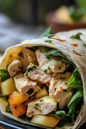Chicken Apple Salad Wraps taken with iphone 15 pro max --iw 2 --ar 4:5 --v 6.1 --raw