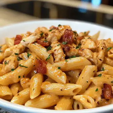 Chicken Bacon Pasta taken with iphone 15 pro max --iw 2 --ar 4:5 --v 6.1 --raw