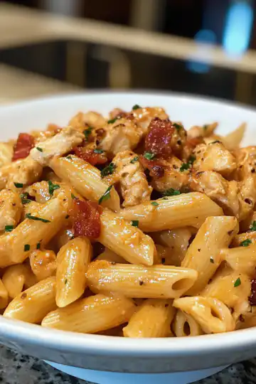 Chicken Bacon Pasta taken with iphone 15 pro max --iw 2 --ar 4:5 --v 6.1 --raw