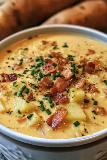 Chicken Bacon Potato Soup taken with iphone 15 pro max --iw 2 --ar 4:5 --v 6.1 --raw
