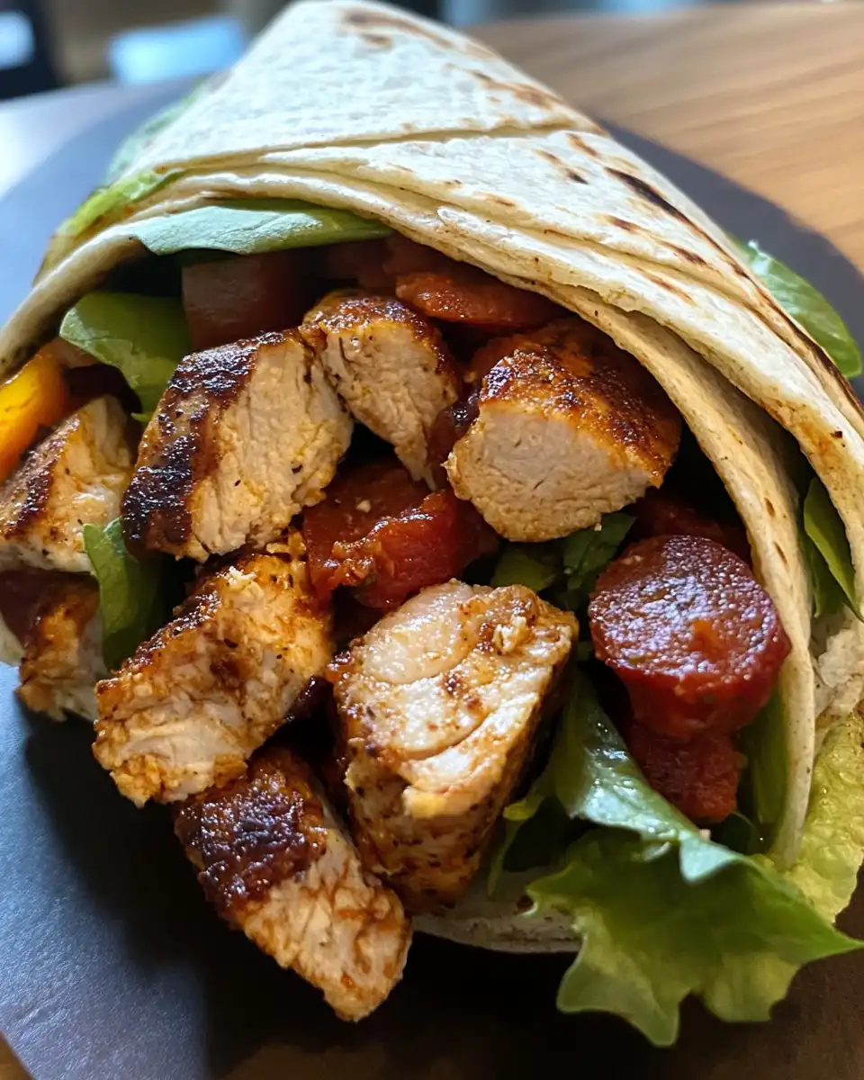 Ingredients for chicken chorizo wrap prepared for cooking