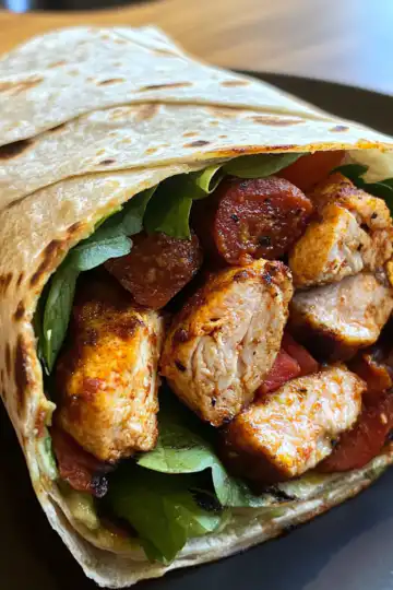 Chicken & Chorizo Wrap taken with iphone 15 pro max --iw 2 --ar 4:5 --v 6.1 --raw