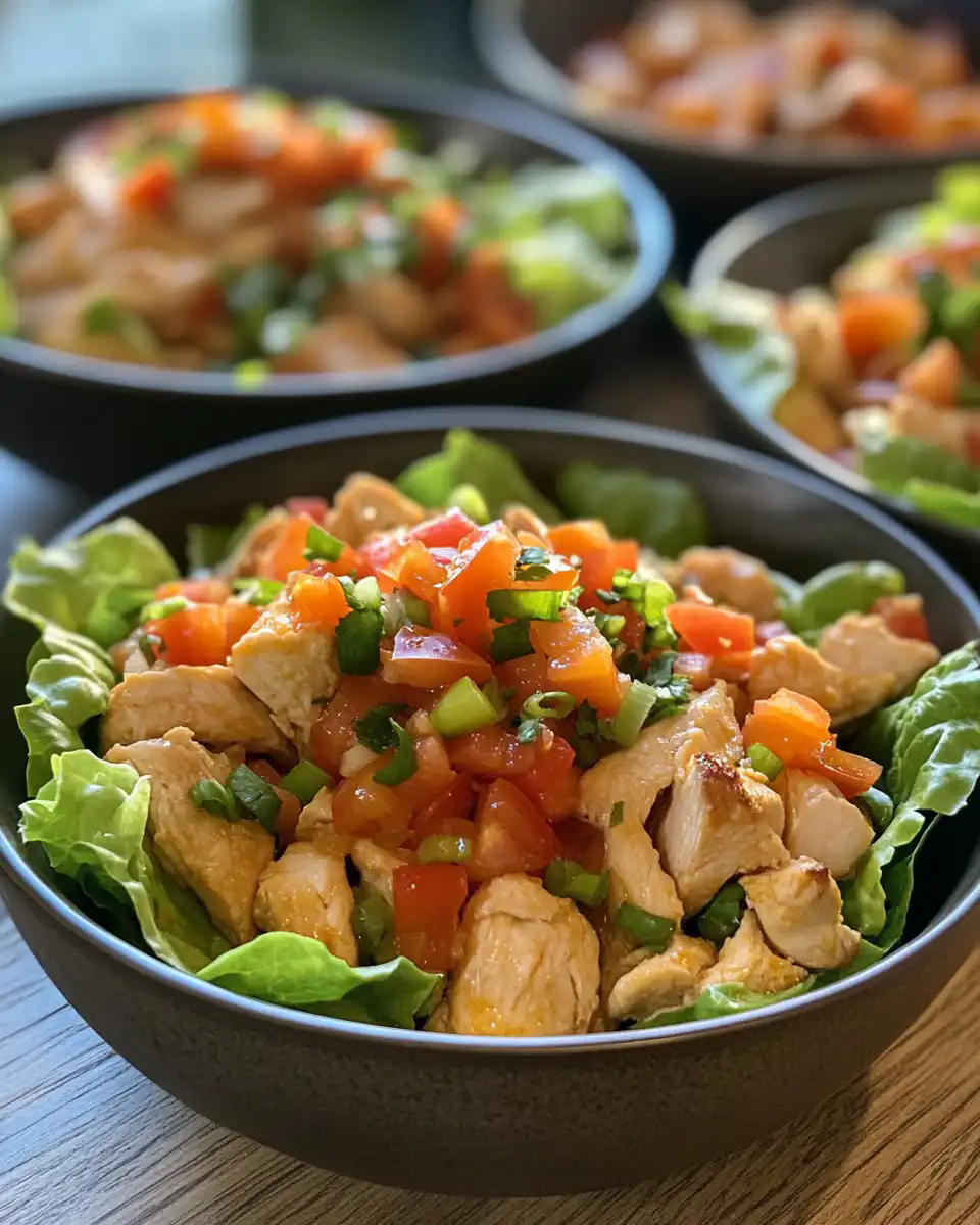 Final cooked chicken lettuce wraps served in bowls