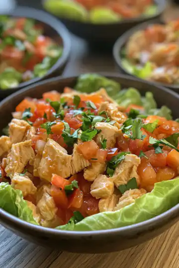 Chicken Lettuce Wrap Bowls taken with iphone 15 pro max --iw 2 --ar 4:5 --v 6.1 --raw