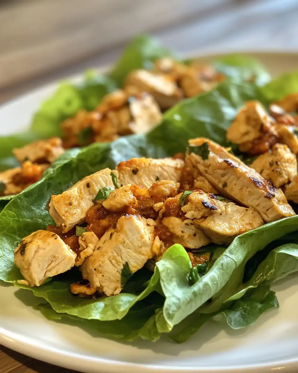 Juicy chicken lettuce wraps filling crisp lettuce cups
