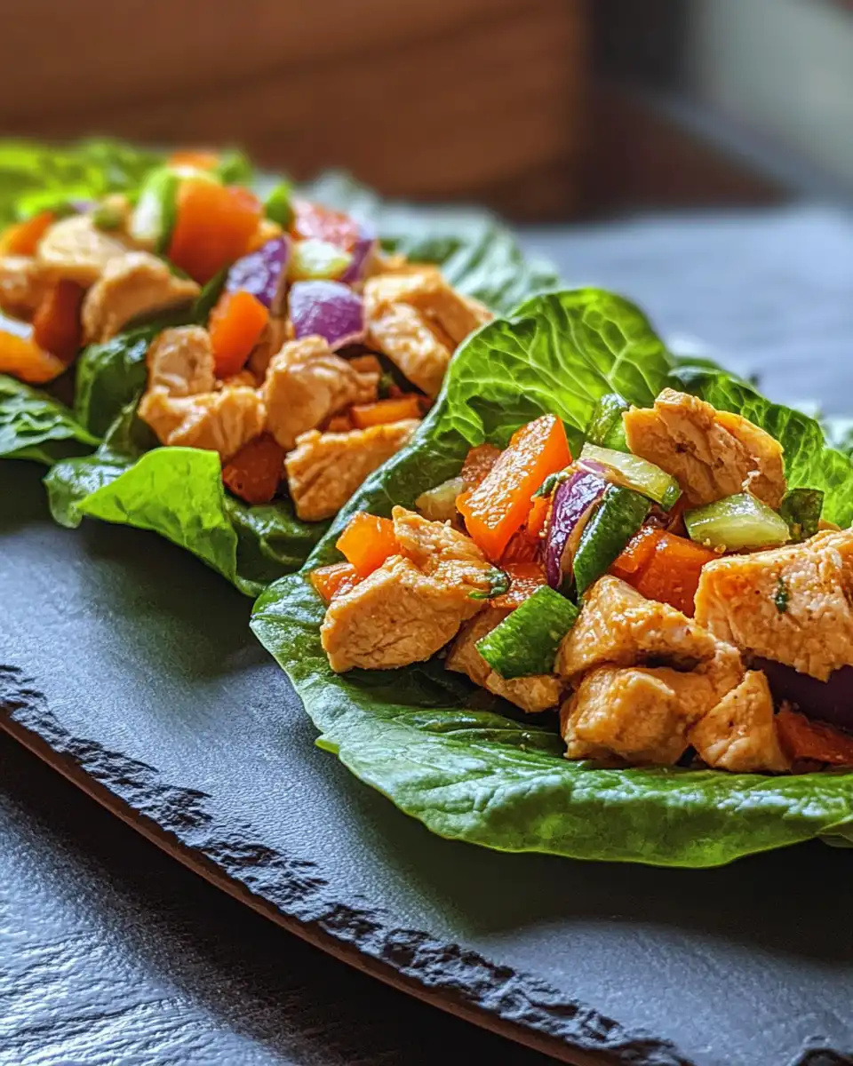 Pressure cooker chicken lettuce wraps fresh and ready to eat