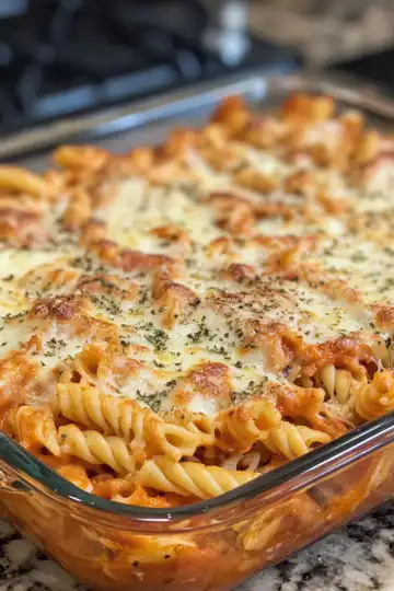 chicken parmesan casserole with pasta quick easy dinner taken with iphone 15 pro max --iw 2 --ar 4:5 --v 6.1 --raw