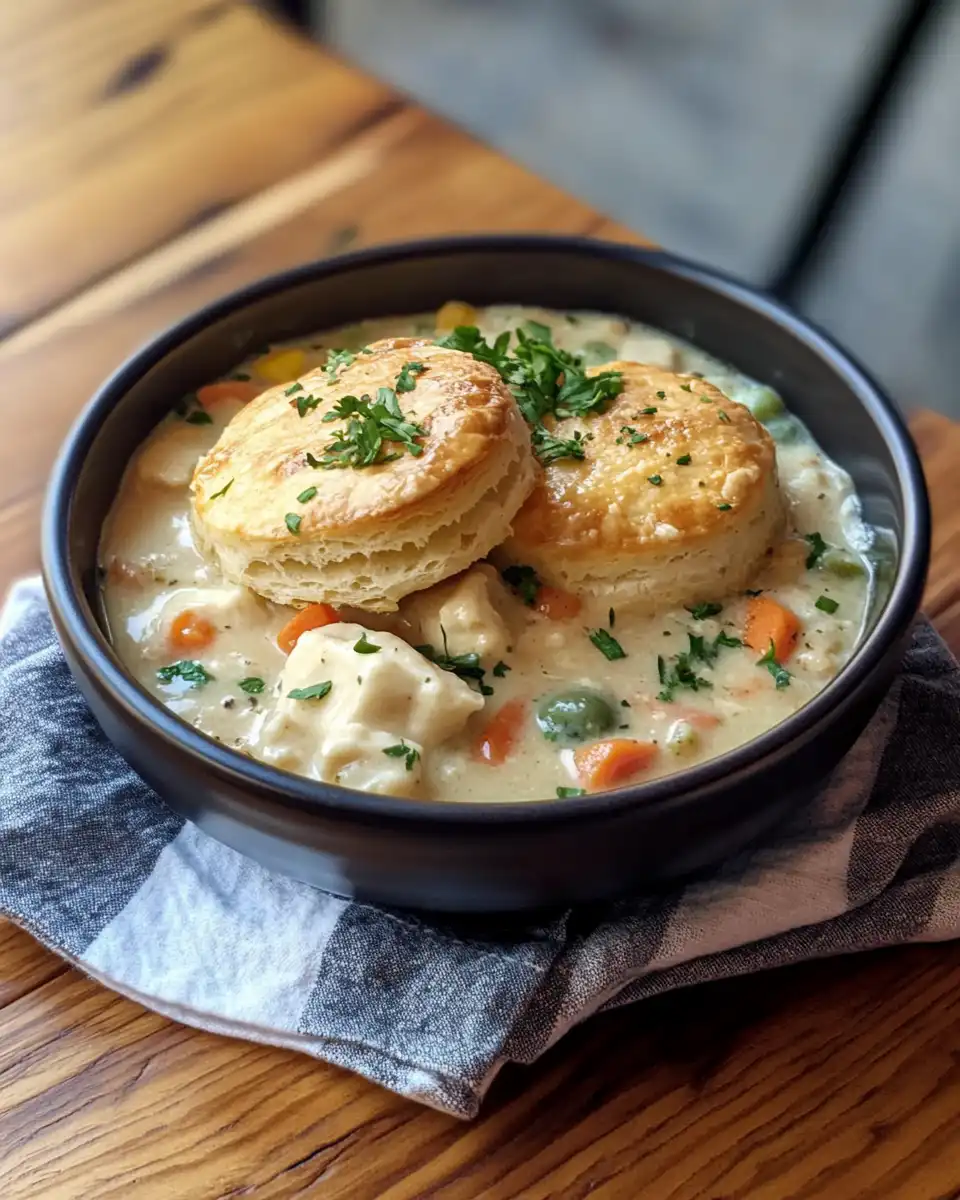 Pressure cooker beginning to cook chicken pot pie with steam