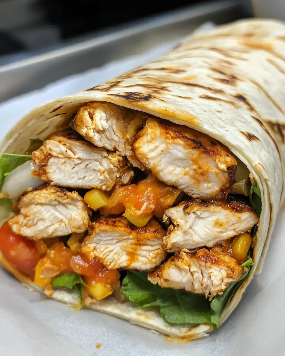 Preparing ingredients for chicken tortilla wrap including diced onions and sweet peppers
