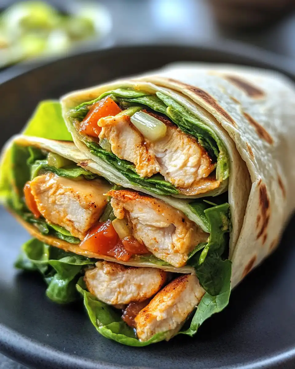Ingredients laid out for chicken wrap with chipotle honey mustard sauce