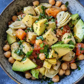 Chickpea, Artichoke & Avocado Salad With Apple taken with iphone 15 pro max --iw 2 --ar 4:5 --v 6.1 --raw