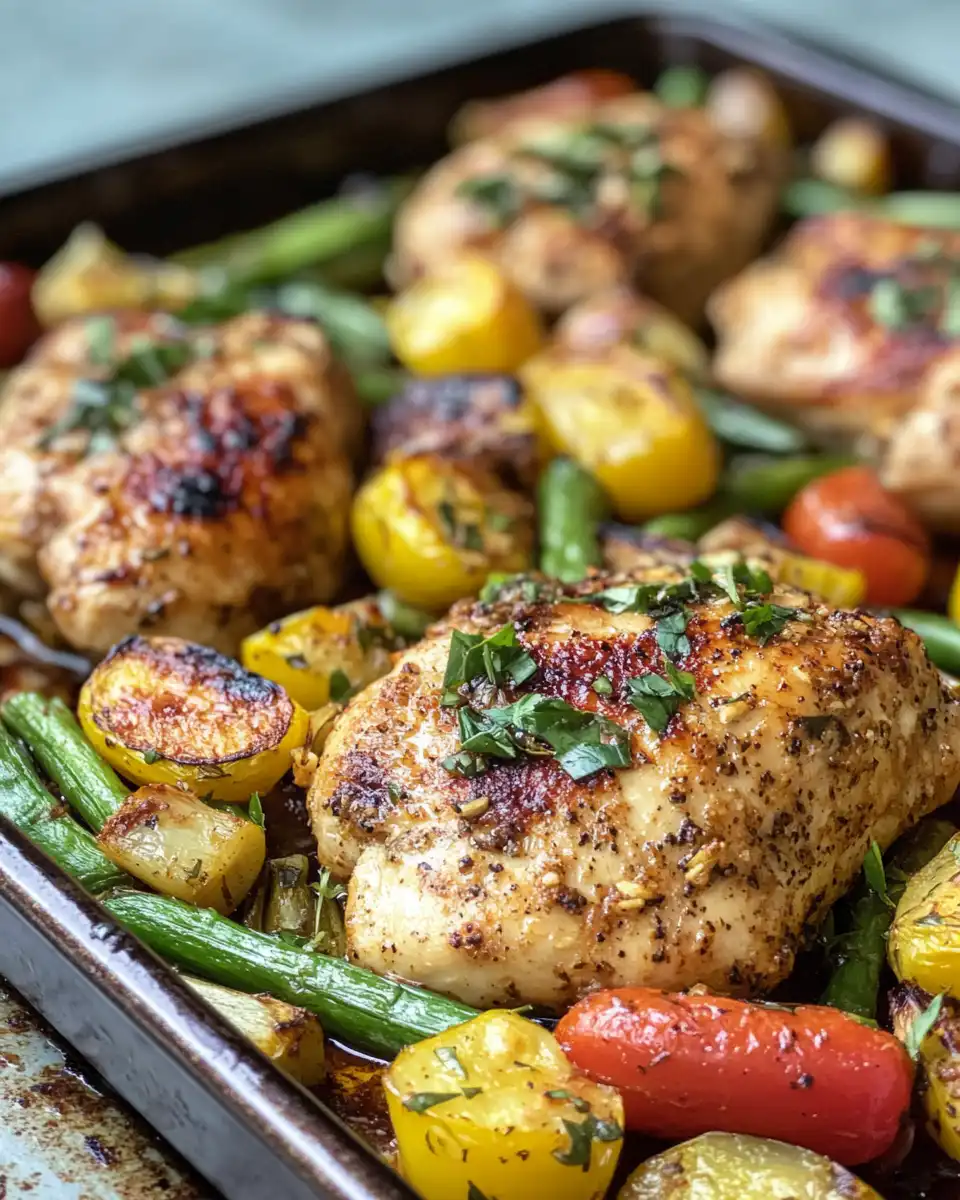 Juicy chipotle sheet pan chicken with tender zucchini plated and ready to serve