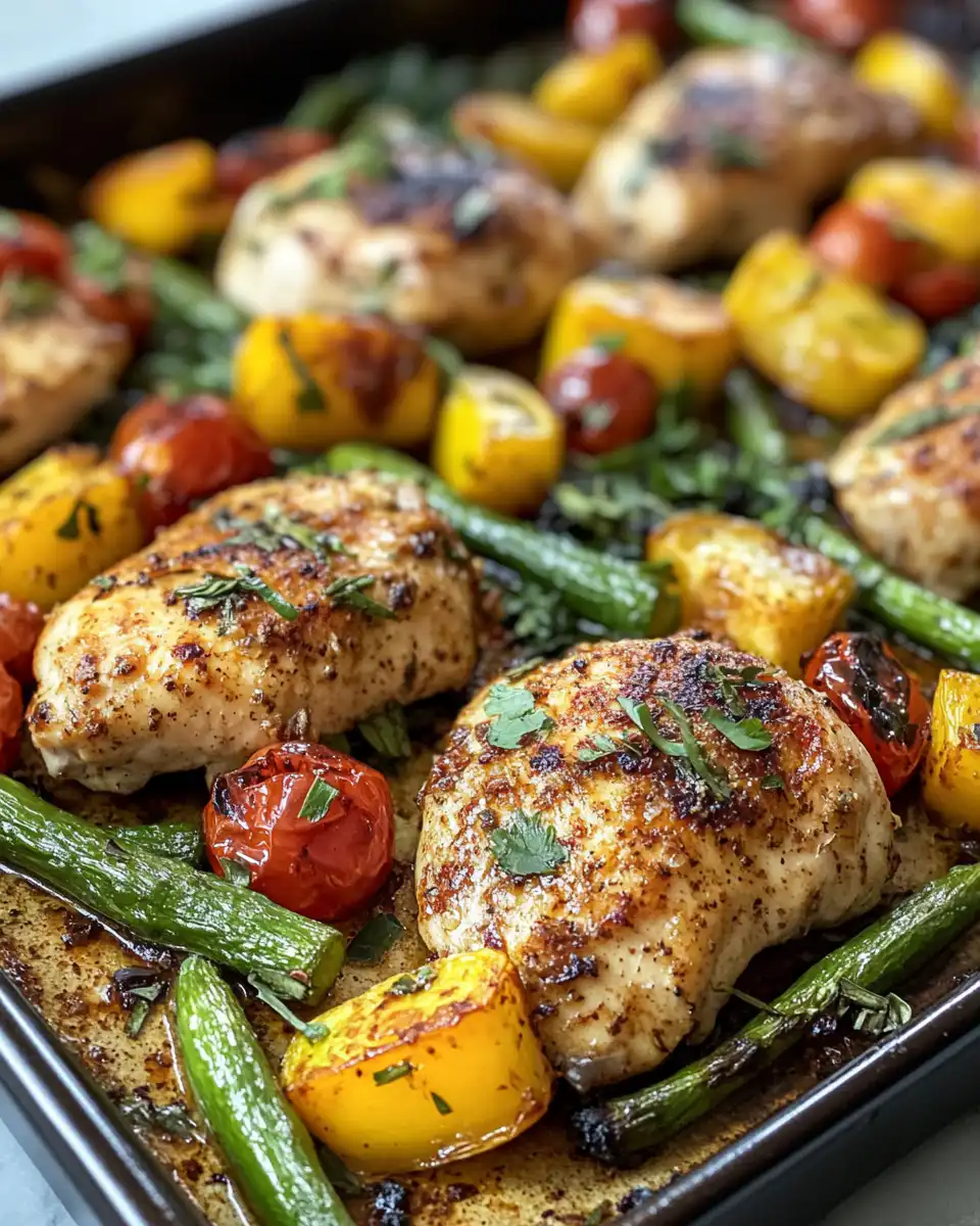 Chipotle sheet pan chicken with summer vegetables sizzling in pressure cooker