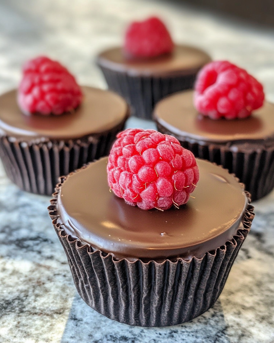 Chocolate raspberry cups just taken out of the pressure cooker cooling in molds