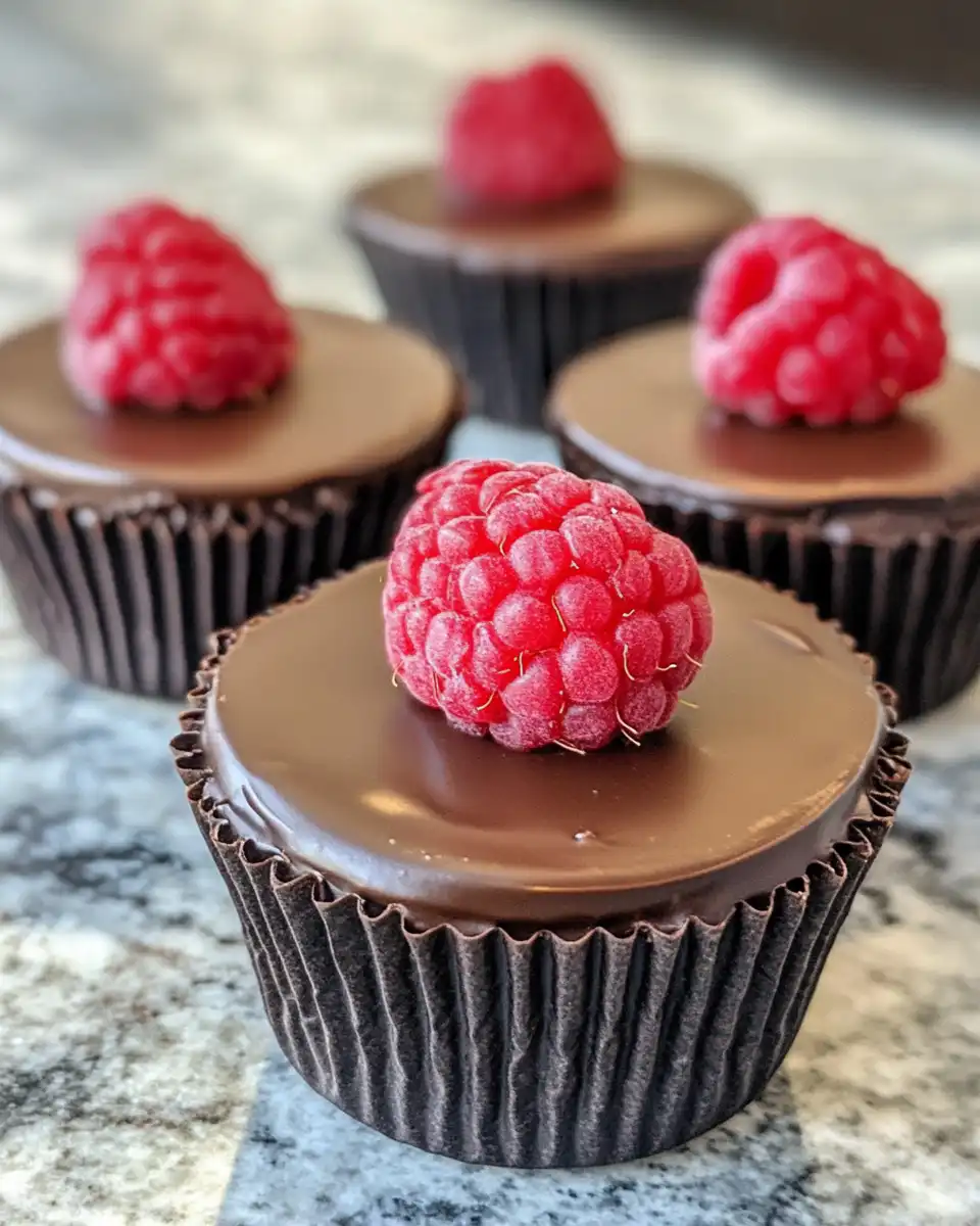 Chocolate raspberry cups just taken out of the pressure cooker cooling in molds