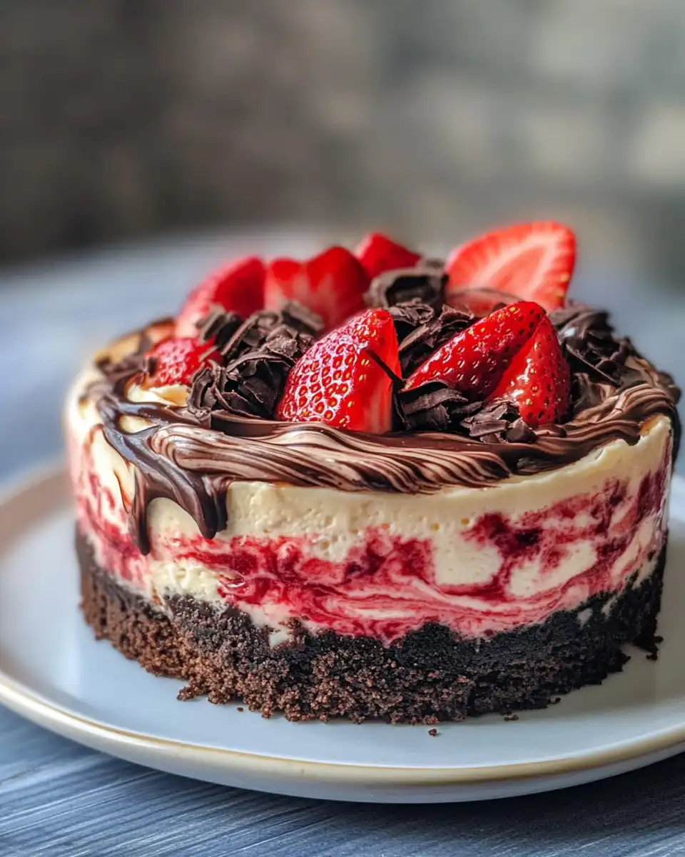 Slice of white chocolate strawberry cheesecake with fresh strawberries and creamy texture