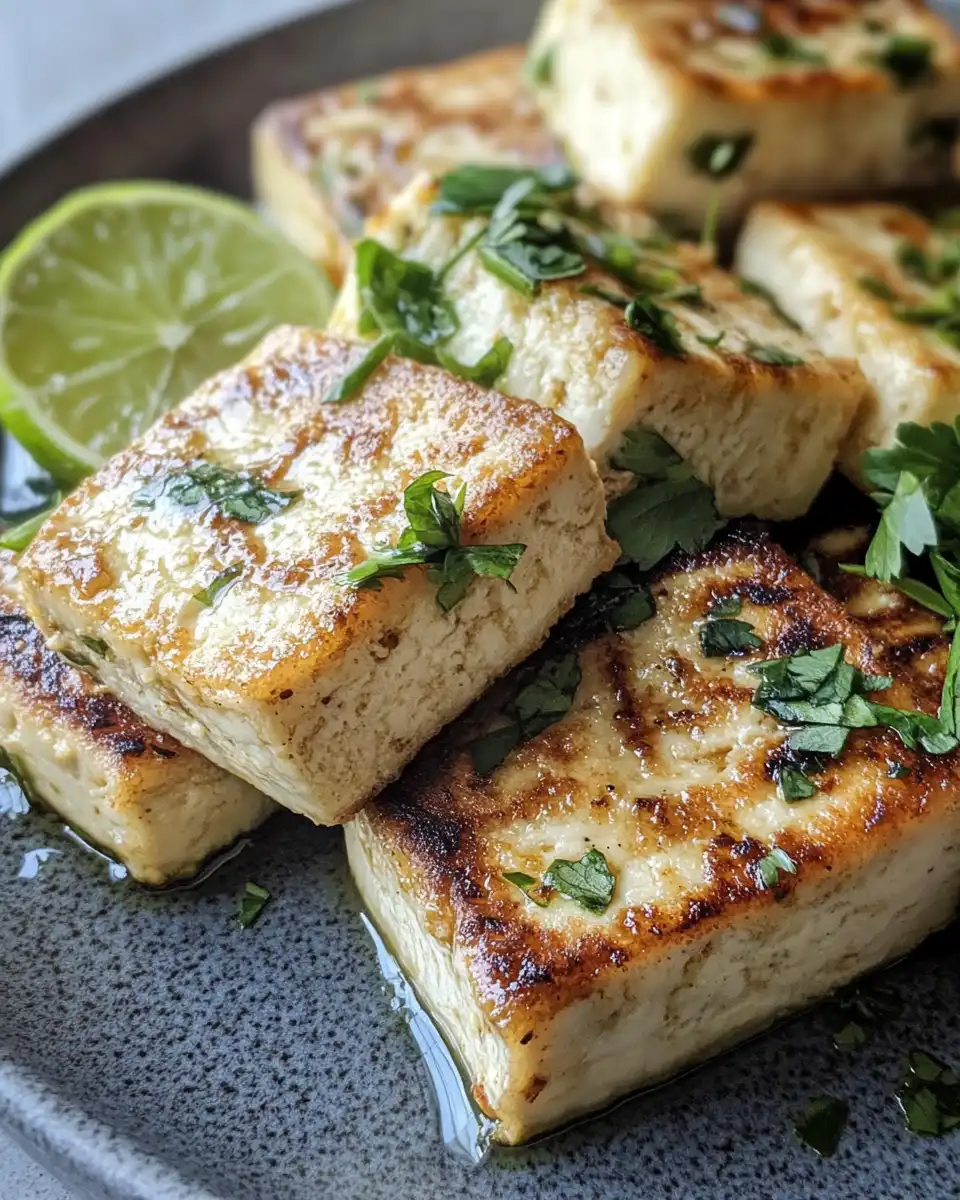 Creamy coconut lime tofu served and ready to eat